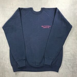 Vintage San Fransisco Sweatshirt Mens XL Blue Raglan 80s 90s USA California Fade